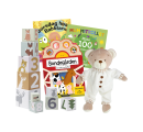 Babypakke med bamse og stableklosser