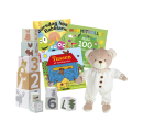 Babypakke med bamse og stableklosser