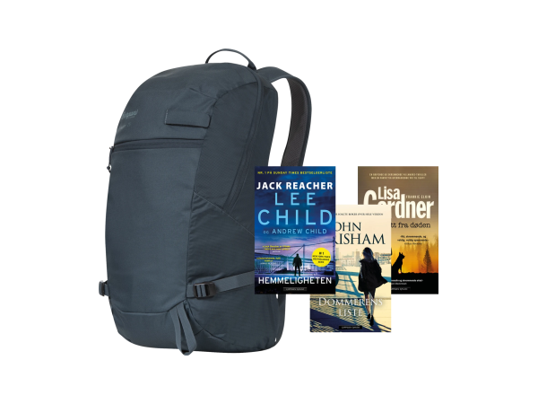 Bergans Hugger 25L og krimbøker