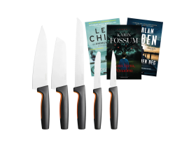 Fiskars knivsett og 3 krimbøker