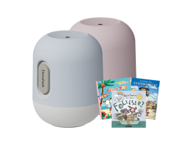 Kreafunk Glowie høyttaler og barnebøker