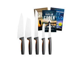 Fiskars knivsett og krimbøker