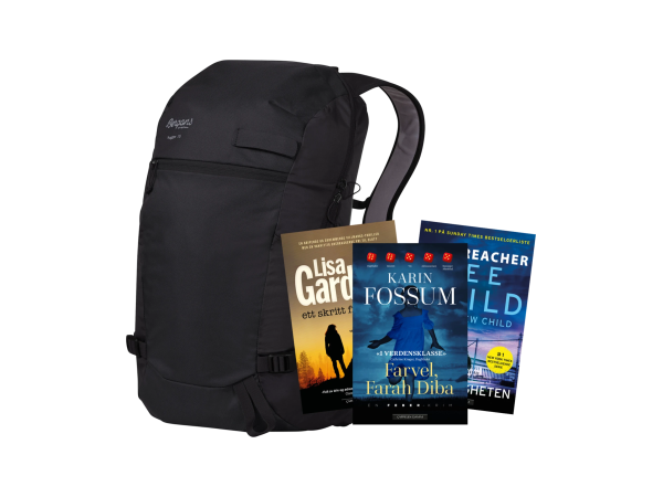 Bergans Hugger 25L og krimbøker
