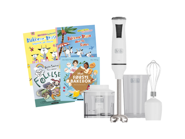 Stavmiksersett, aktivitetsbok og 3 barnebøker